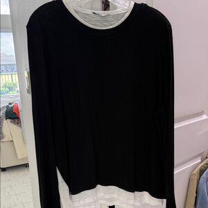 Olivaceous Black and White Crew Neck Sweater
